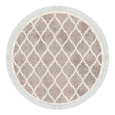 Conceptum Hypnose Kulatý koberec Fence 100 cm krémový/hnědý