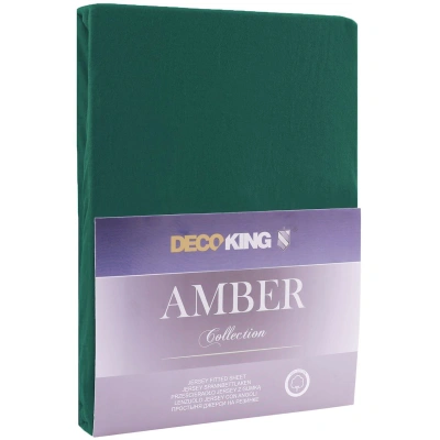 DecoKing Bavlněné prostěradlo AmeliaHome AMBER tmavě zelené, velikost 180-200x200+30