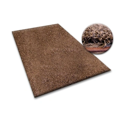 Dywany Lusczow Kusový koberec SHAGGY Izebelie 5cm hnědý, velikost 400x400