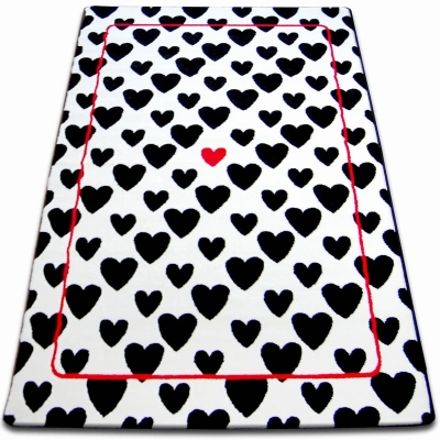 Dywany Lusczow Kusový koberec SKETCH SEAN bílý / černý - srdce, velikost 140x190