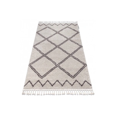 Dywany Lusczow Kusový shaggy koberec BERBER ASILA krémový, velikost 180x270