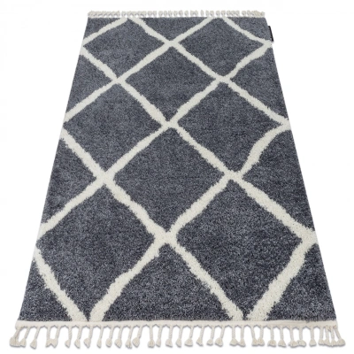 Dywany Lusczow Kusový shaggy koberec BERBER CROSS šedý, velikost 60x300