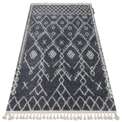 Dywany Lusczow Kusový shaggy koberec BERBER TANGER šedý, velikost 140x190