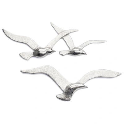 DekorStyle Nástěnná dekorace létající ptáci Flying 35 cm stříbrná