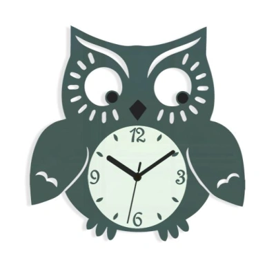 ModernClock Nástěnné hodiny Owl šedé