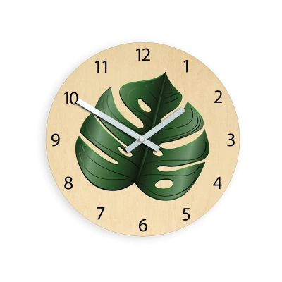 ModernClock Nástěnné hodiny Sheet hnědo-zelené