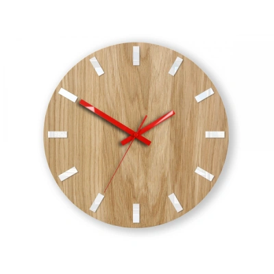 ModernClock Nástěnné hodiny Simple Oak hnědo-červené