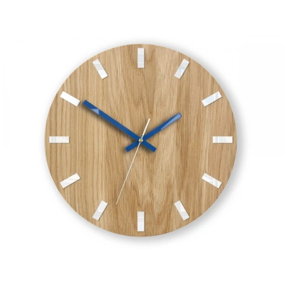 ModernClock Nástěnné hodiny Simple Oak hnědo-modré