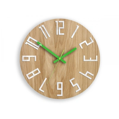 ModernClock Nástěnné hodiny Slim hnědo-zelené