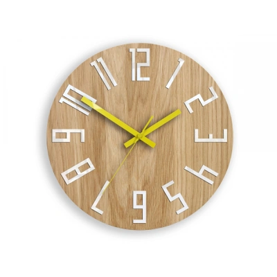 ModernClock Nástěnné hodiny Slim hnědo-žluté
