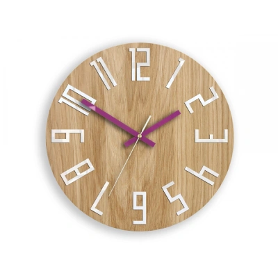 ModernClock Nástěnné hodiny Slim Mit hnědo-fialové