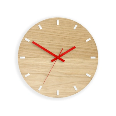 ModernClock Nástěnné hodiny Solo Wood hnědo-červené