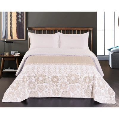 Oboustranný přehoz na postel DecoKing Alhambra béžový/bílý, velikost 170x210