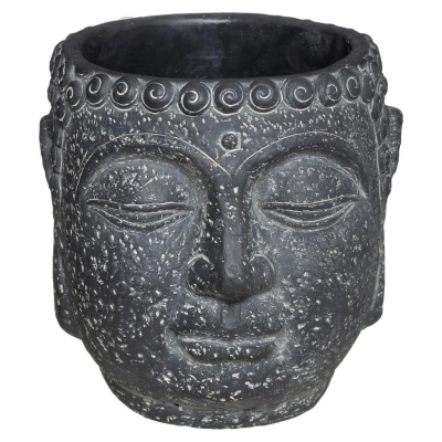 DekorStyle Cementový Buddha květináč antracit