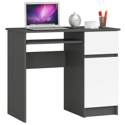 Ak furniture Počítačový stůl PIKSEL 90 cm grafit/bílý pravý