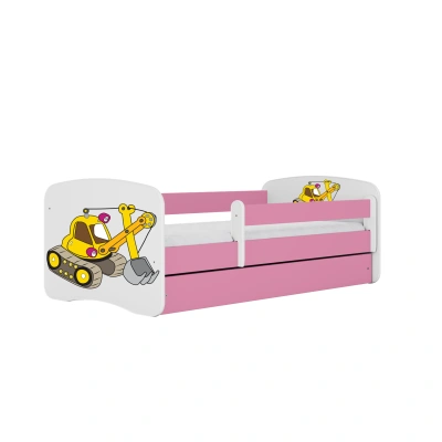 Kocot kids Postel Babydreams bagr růžová, varianta 70x140, bez šuplíků, s matrací