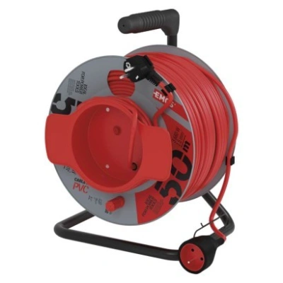 EMOS Prodlužovací kabel na bubnu s pohyblivým středem s 1 zásuvkou 1,5 mm² DULU 50 m červený