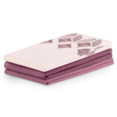 AmeliaHome Sada kuchyňských ručníků Letty Stamp - 3 ks fialová, velikost 50x70