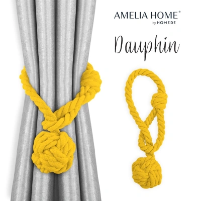 AmeliaHome Sada úvazů na závěs DAUPHIN 2 ks žlutá