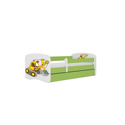 Kocot kids Dětská postel Babydreams bagr zelená, varianta 70x140, bez šuplíků, s matrací