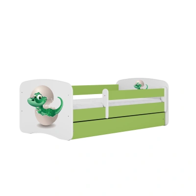 Kocot kids Dětská postel Babydreams dinosaurus zelená, varianta 70x140, se šuplíky, s matrací
