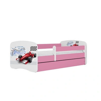 Kocot kids Dětská postel Babydreams formule jedna růžová, varianta 80x180, bez šuplíků, s matrací