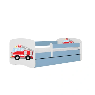 Kocot kids Dětská postel Babydreams hasičské auto modrá, varianta 70x140, bez šuplíků, s matrací
