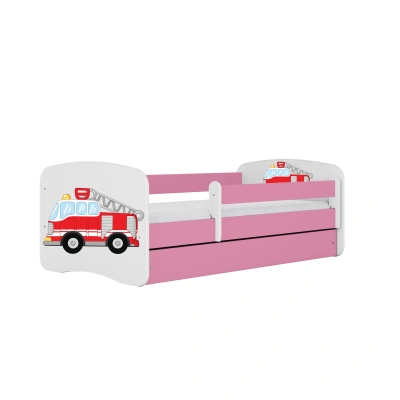 Kocot kids Dětská postel Babydreams hasičské auto růžová, varianta 80x180, bez šuplíků, s matrací