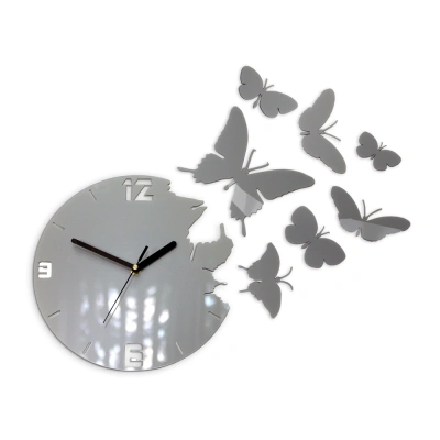 ModernClock 3D nalepovací hodiny Butterfly šedé
