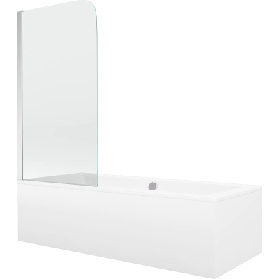 Vana Mexen Cube 170x80 cm s panelem bílá + jednokřídlá zástěna pohyblivá 70 x 140 cm čirá/chrom