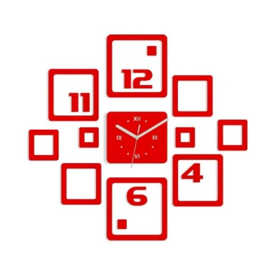 ModernClock 3D nalepovací hodiny Otto červené