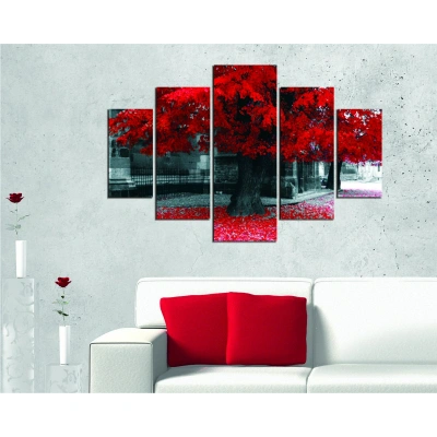 Hanah Home Vícedílný obraz Red Tree 92 x 56 cm
