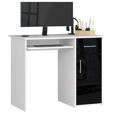 Ak furniture Volně stojící psací stůl Pin 90 cm bílý/černý