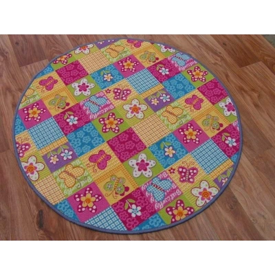 Dywany Lusczow Dětský kulatý koberec Butterfly & Flowers barevný, velikost kruh 150