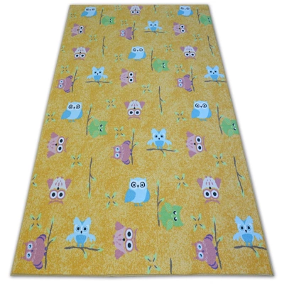 Dywany Lusczow Dětský kusový koberec LITTLE OWL žlutý, velikost 100x300