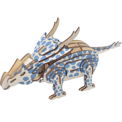 Woodcraft construction kit Dřevěné 3D puzzle Achelousaurus modro-hnědé