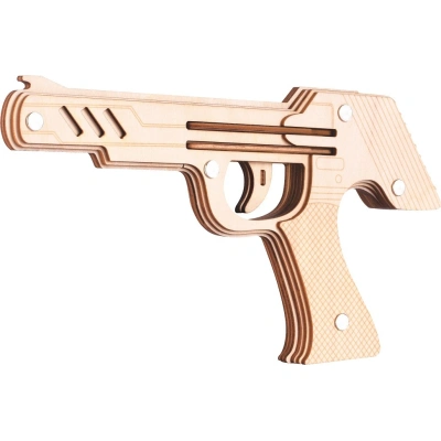 Woodcraft construction kit Dřevěné 3D puzzle Zbraň na gumičky