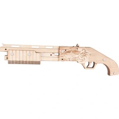 Woodcraft construction kit Dřevěné 3D puzzle Zbraň na gumičky Mossberg