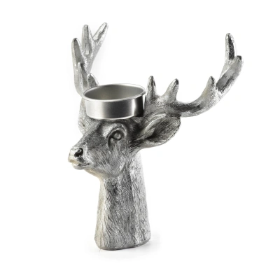 Mondex Figurka jelen se svícnem SANTA LILA stříbrná