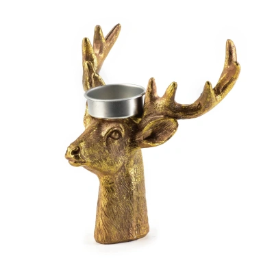 Mondex Figurka jelen se svícnem SANTA LILA zlatá