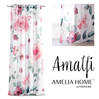 Závěs AmeliaHome Amalfi 140x270 cm bílo-růžový, velikost 140x270