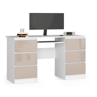 Ak furniture Psací stůl A-11 135 cm bílý/cappuccino