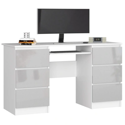Ak furniture Psací stůl A-11 135 cm bílý/šedý