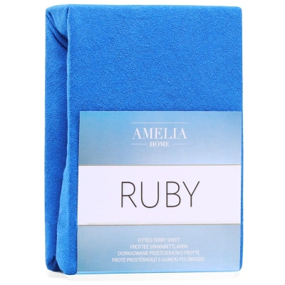 Froté prostěradlo s gumou AmeliaHome Ruby modré, velikost 160-180x200+30