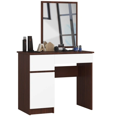 Ak furniture Kosmetický stolek se zrcadlem P-2/SL wenge / bílý levý