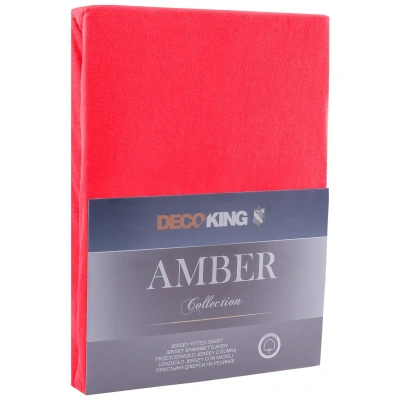 Bavlněné jersey prostěradlo s gumou DecoKing Amber červené, velikost 140-160x200+30